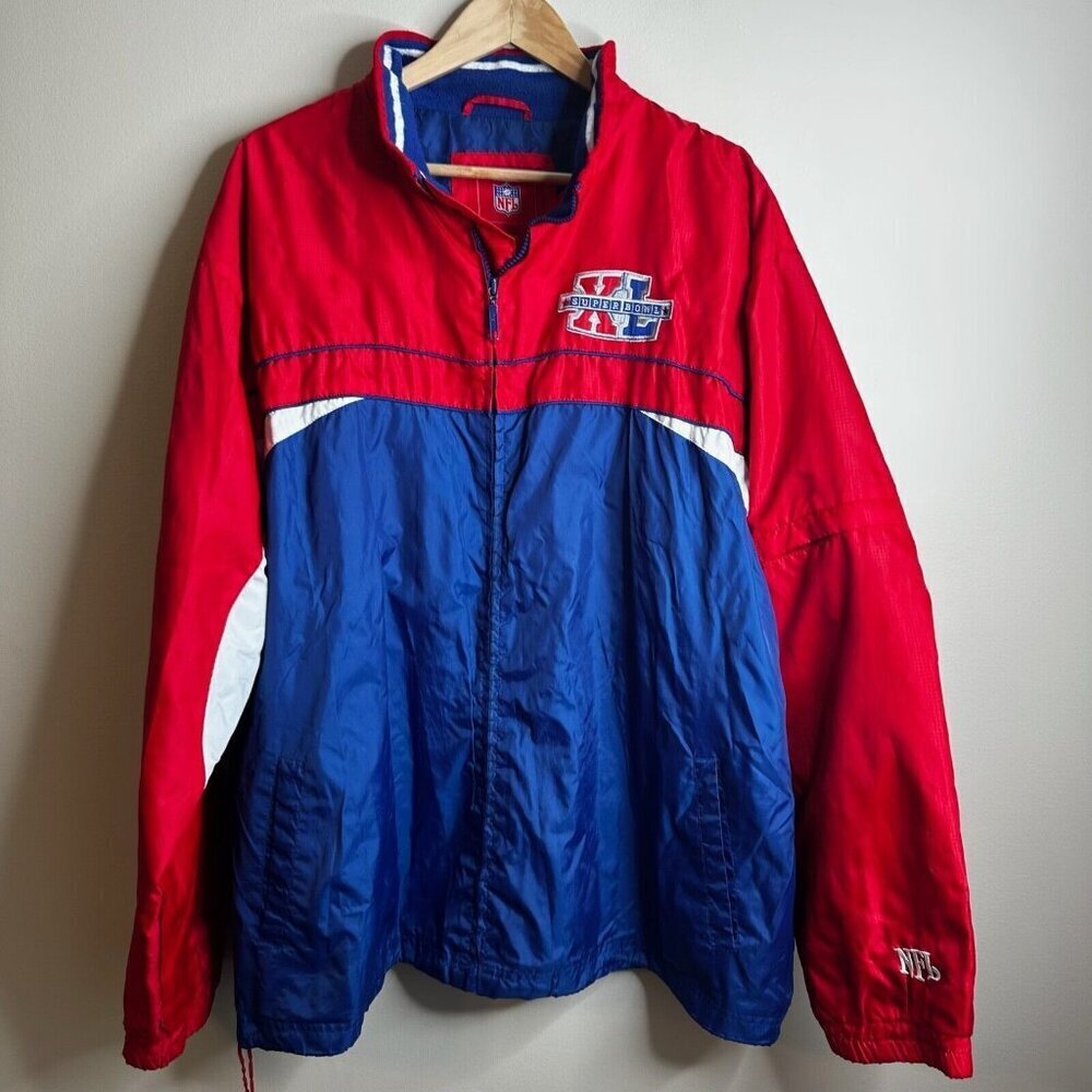 VTG NFL Super Bowl G-111 Jacket XL Red Blue Zip‎ Up Windbreaker Detroit 2006